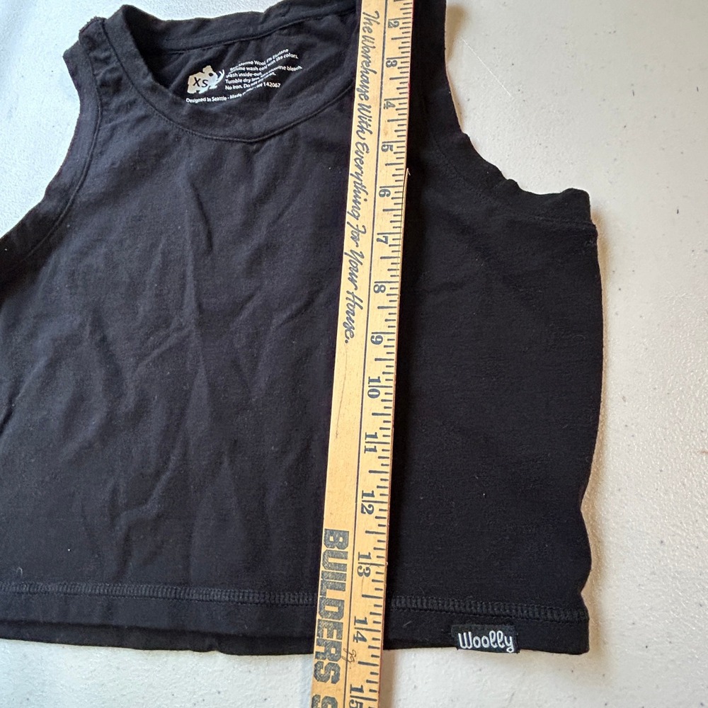Woolly Clothing Merino Wool Tank Top XS Black Cropped Activewear Base Layer - Picture 4 of 5